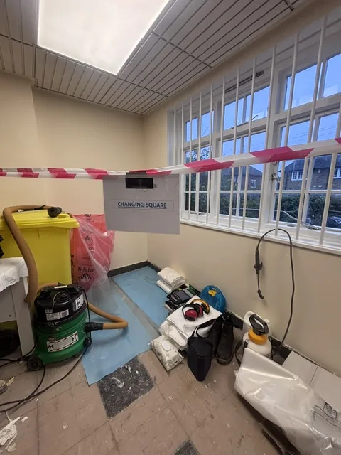 Asbestos floor tile and bitumen removal in Grove Park